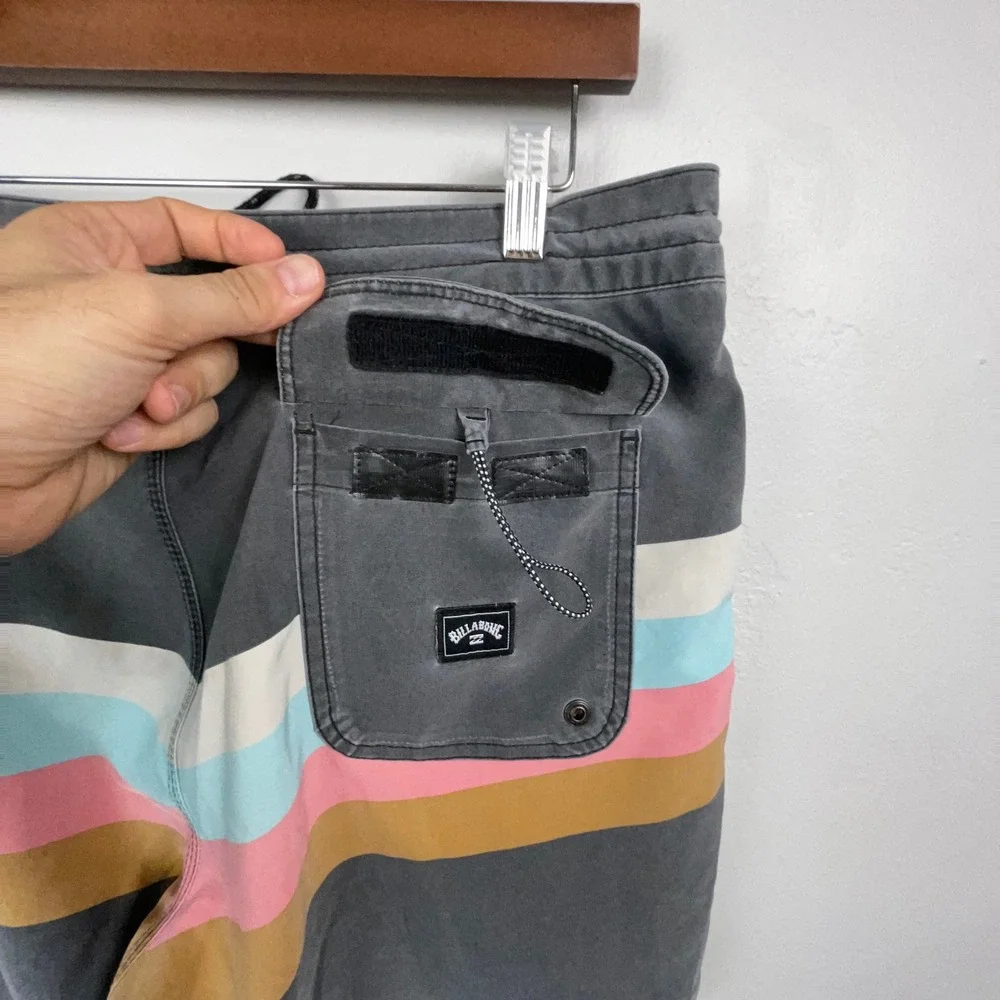 Billabong Board Shorts Men 33 Gray 73 Spinner Lo Tide Recycler Surf Swim Trunks